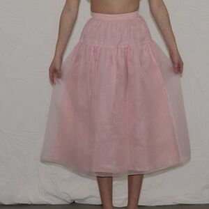 Vintage 80s pink midi skirt mesh outer layer size 6 A.J. by A.J. Bari